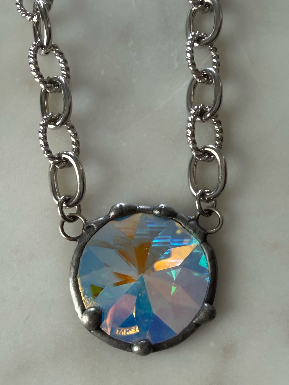 Art by Amy Silver Chain Necklace with AB Pendant New - Picture 2 of 6